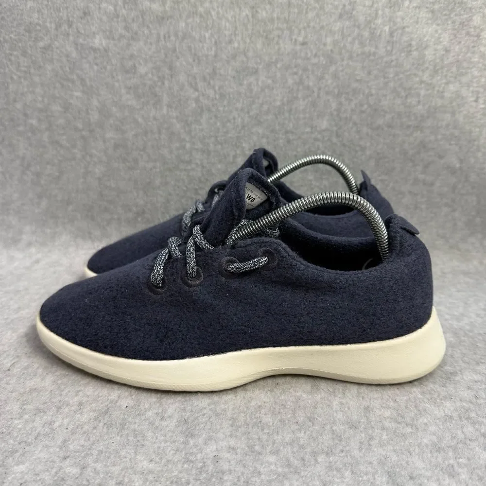 Allbirds Shoes Womens 8 Wool Runner WR Navy Blue White‎ Low Top Casual Sneakers